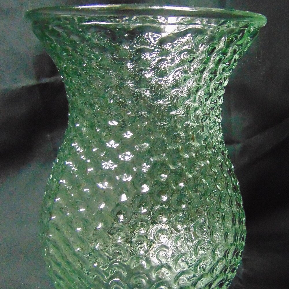 Vintage Bubble Glass Vase with indented circles throughout, 7.5 in tall